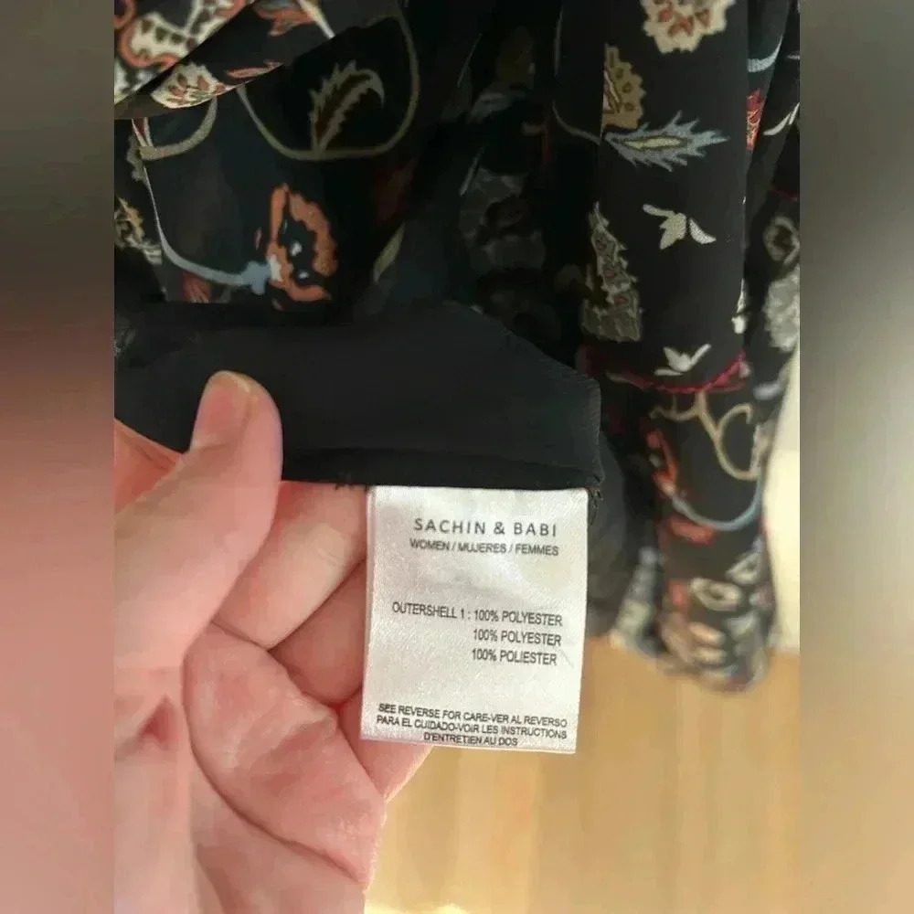 NWT SACHIN & BABIN Oliver ruffle floral square neck tie belt sun Anthropologie - Picture 10 of 13